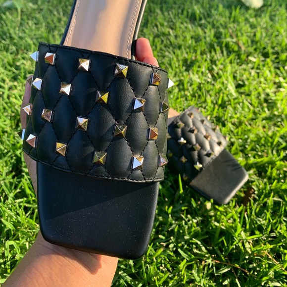 Black faux leather  Women Sandals - Picture 2 of 5